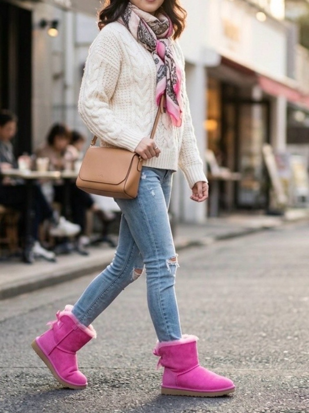 UGG Purple Short Shearling Winter Boots with Bow on Back EUC